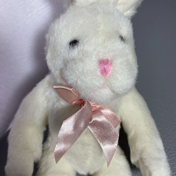 Kellogg Co. 1997 Plush Bunny 15" Rabbit White Pink Ribbon Stuffed Animal - Picture 7 of 8